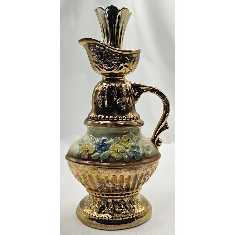 Vtg 1976 James Beam Decanter Regal China Co Gold Embossed Floral EMPTY 12" T